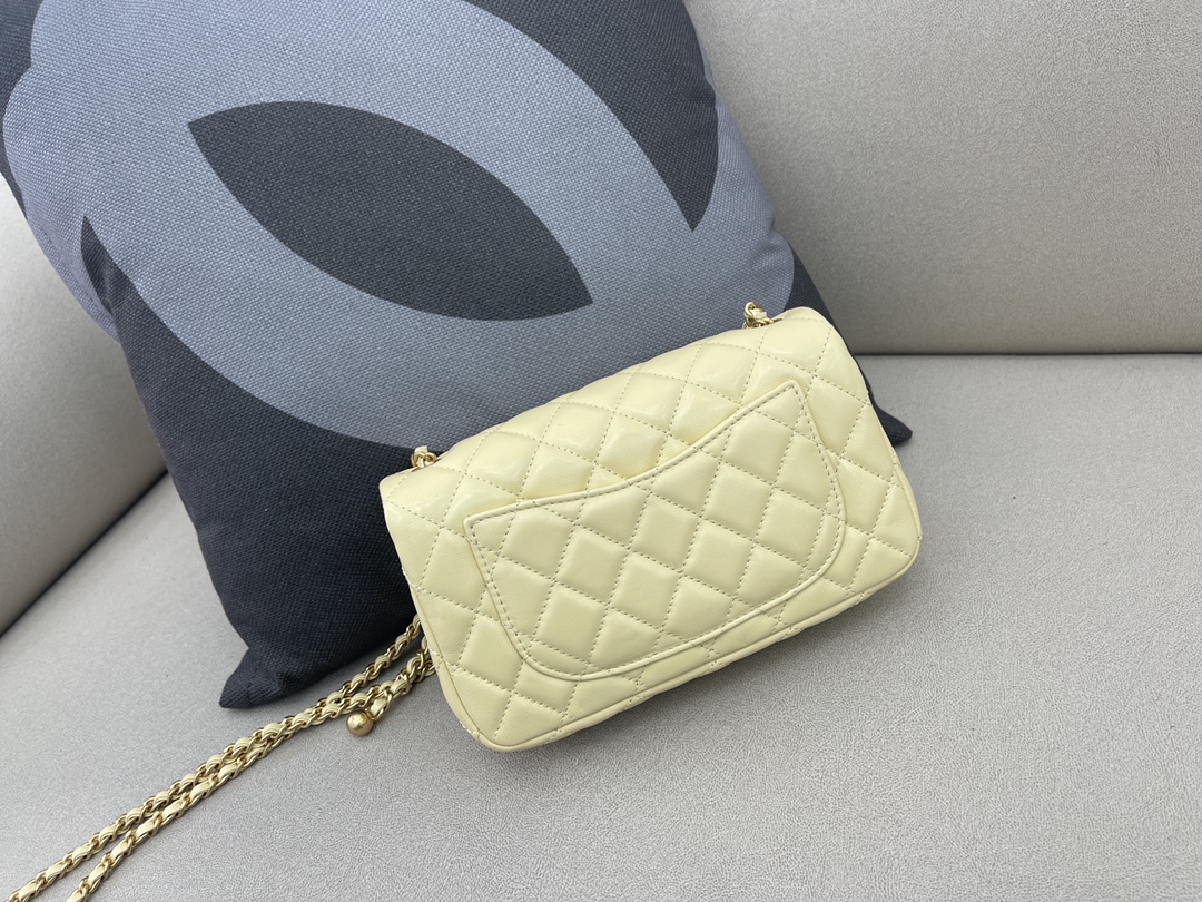 Small Classic Flap Lambskin Bag AS1787 Light Yellow